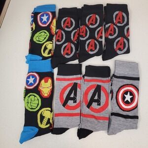 Marvel 8pk Men's Crew Socks Size 6-12 Avengers,  Captain America‎ Novelty Socks